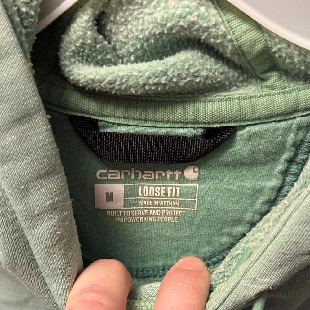 Men's Carhartt Mint Green Hoodie (see wear) - Picture 3 of 5